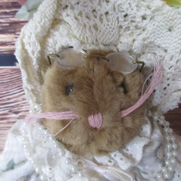 Granny Nana 18" Plush Rabbit with Dress Flowered Hat Scarf Glasses - Picture 8 of 8